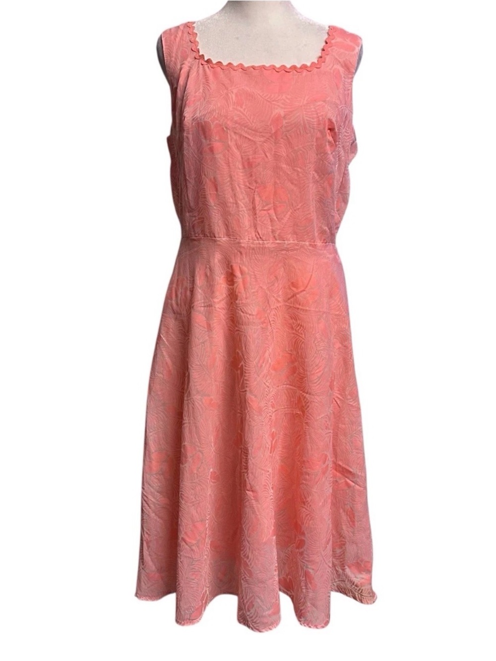 Vintage b.i.y.a.y.c.d.a Coral Tropical Floral A line midi Dress Sz 12 F14